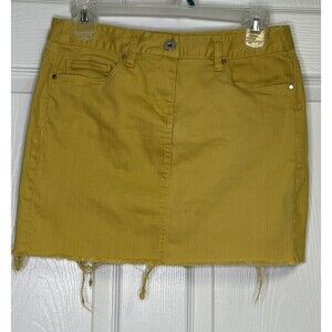 Willi Smith Women Skirt Size 2 Yellow Denim Modern Straight Pencil Dijon Mustard